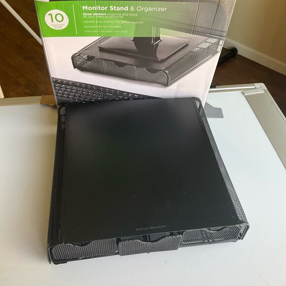 Mind Reader Monitor Stand, Ventilated Laptop Riser, Desktop Organizer, Storage - Picture 2 of 7